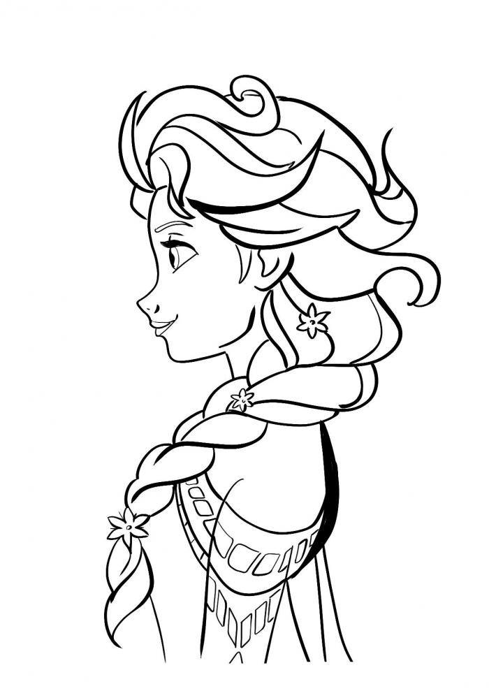 Free Elsa Frozen Side View Coloring Sheet And PDF To Print