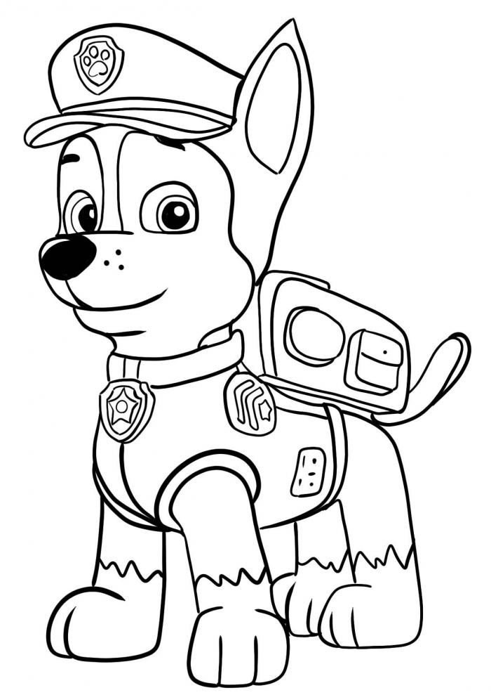 Free Chase From PAW Patrol coloring sheet and PDF to print