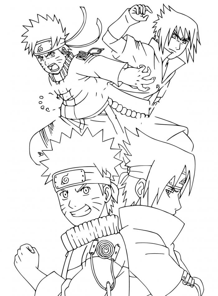 Free Naruto And Sasuke coloring sheet and PDF to print