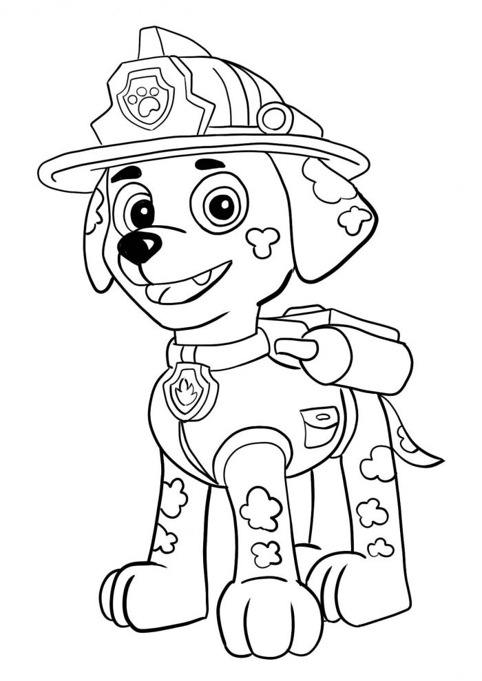 Free PAW Patrol Marshall coloring sheet and PDF to print