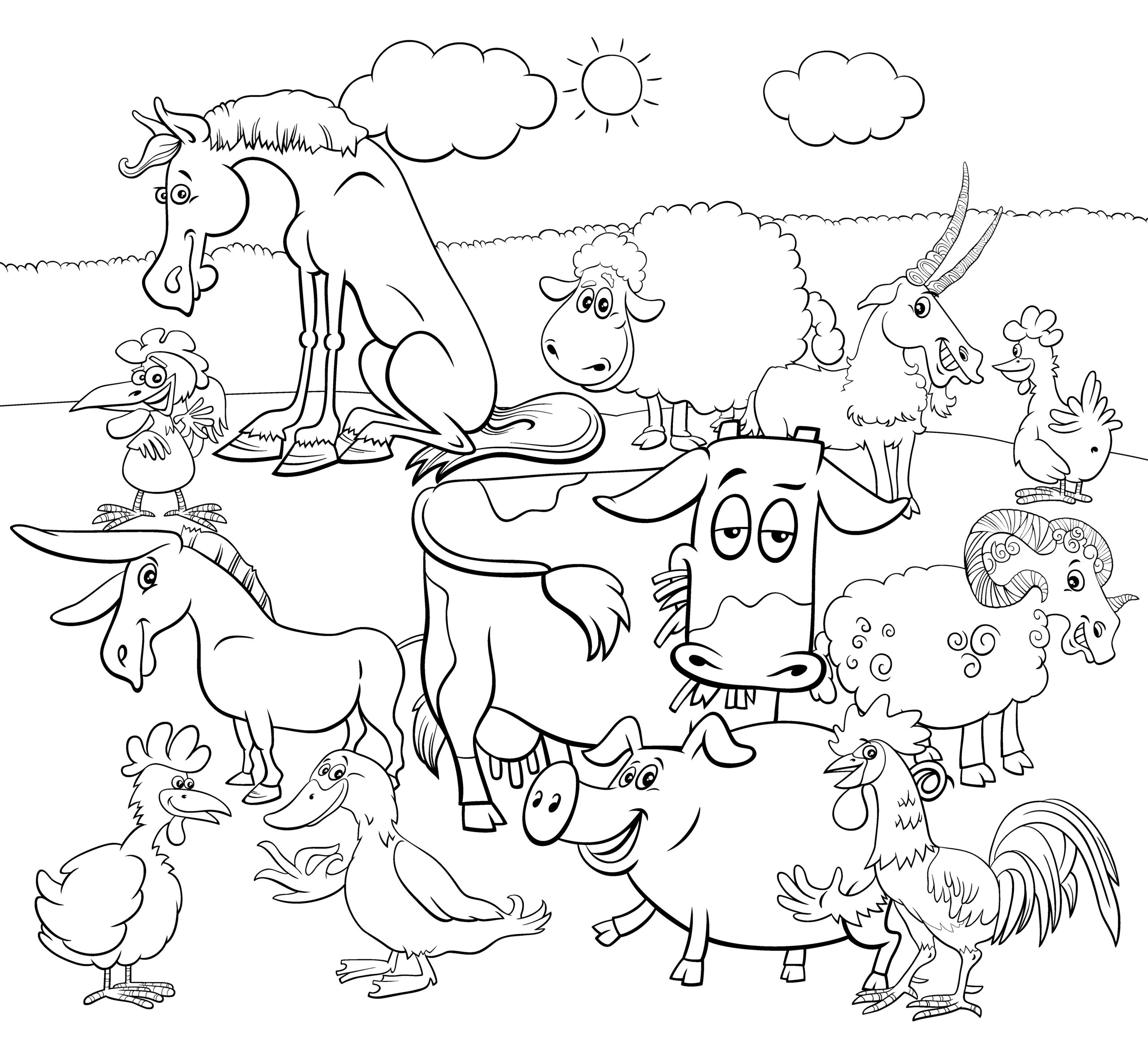 Printable Farm Coloring Pages For Kids. That Farm needs some color!