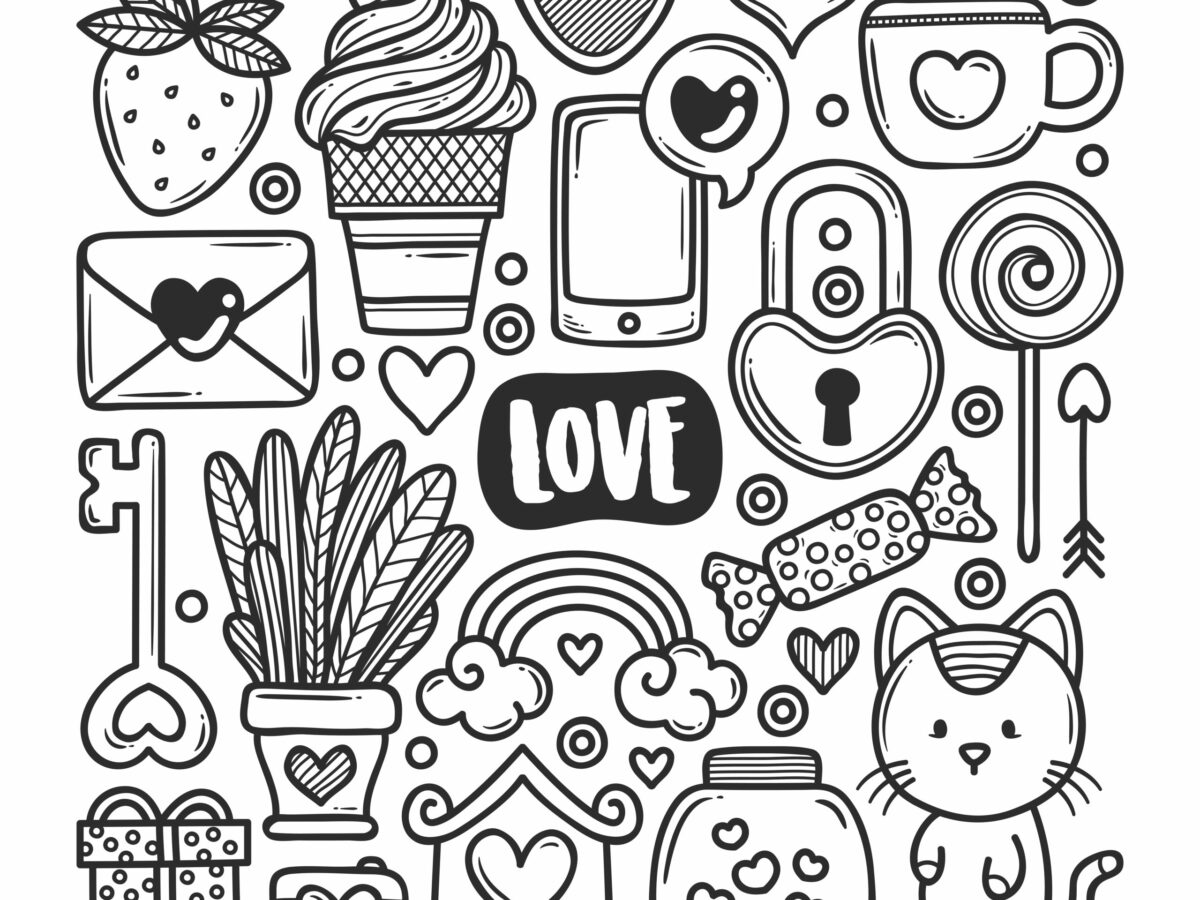 Doodle Love Coloring Planner Stickers – Pepper Scraps Printables