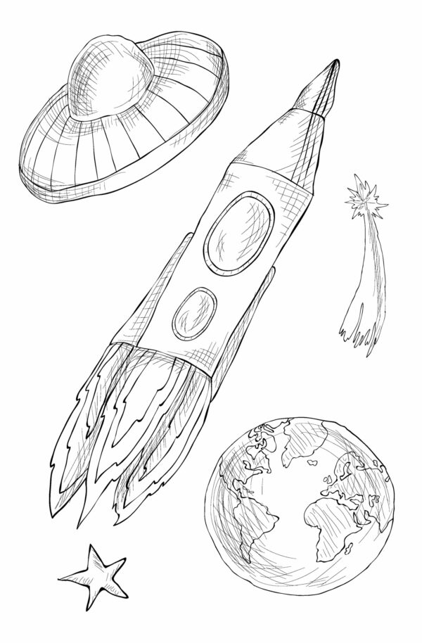 Printable Rocket Coloring Pages For Kids. Add some color to that Rocket!