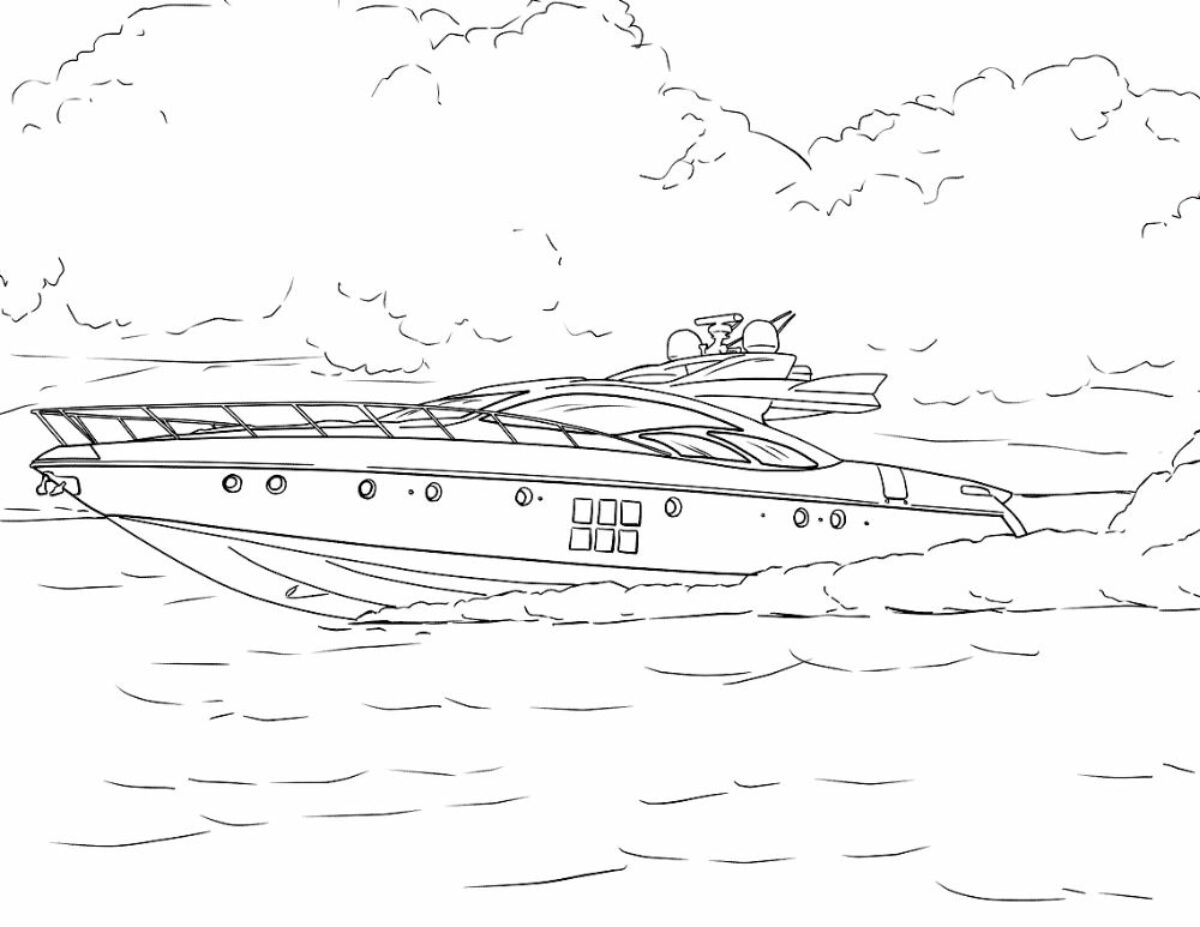 SPEED BOAT COLOURING PAGE  Free Colouring Book for Children – Monkey Pen  Store