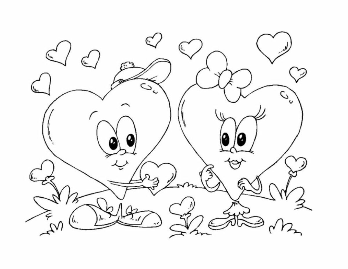 Hello Kitty with a Heart coloring page