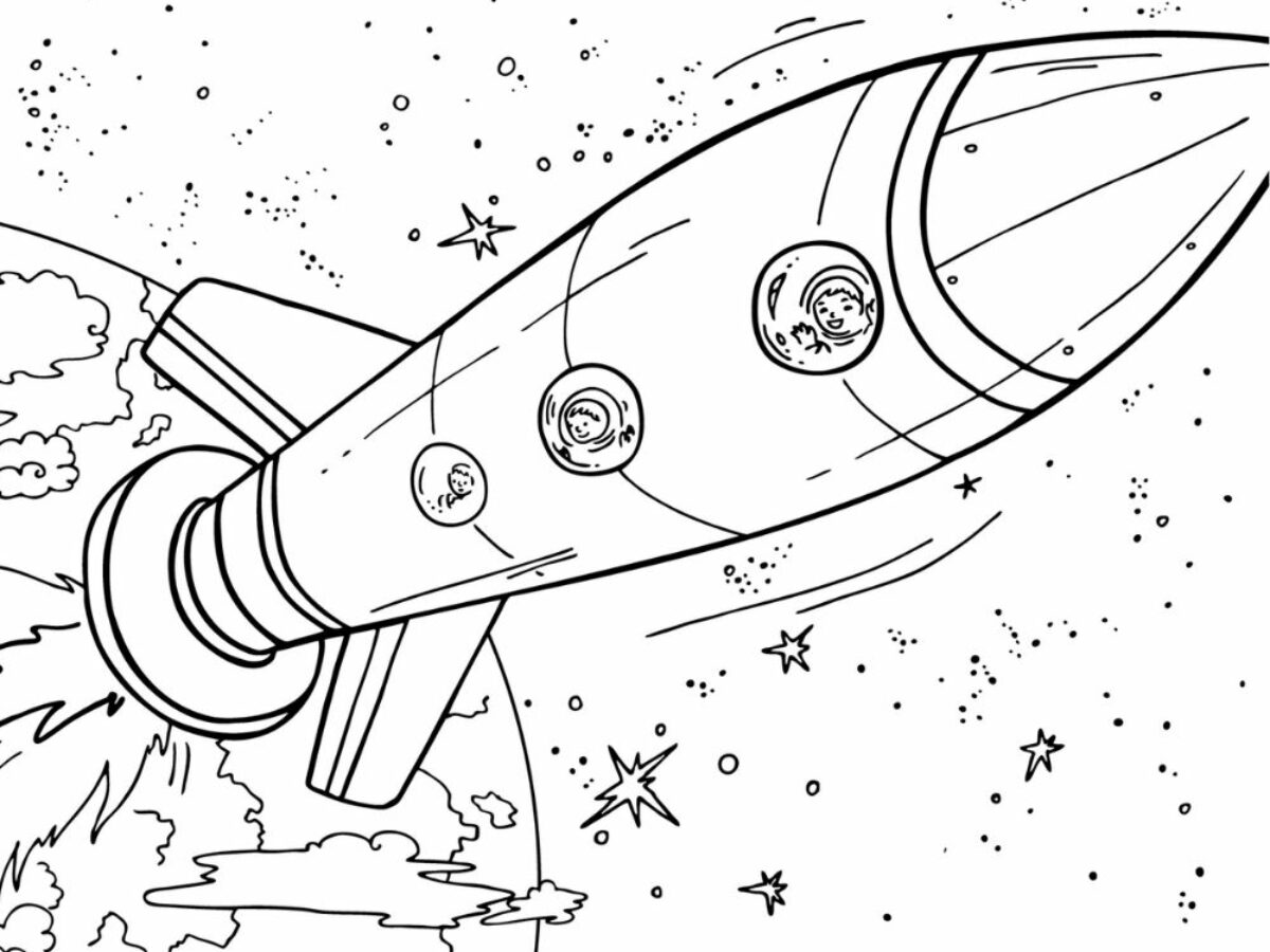 Printable Rocket Coloring Pages For Kids. Add some color to that Rocket!