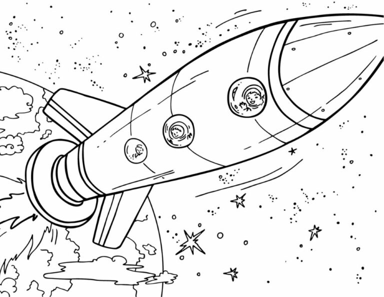 Printable Rocket Coloring Pages For Kids. Add some color to that Rocket!